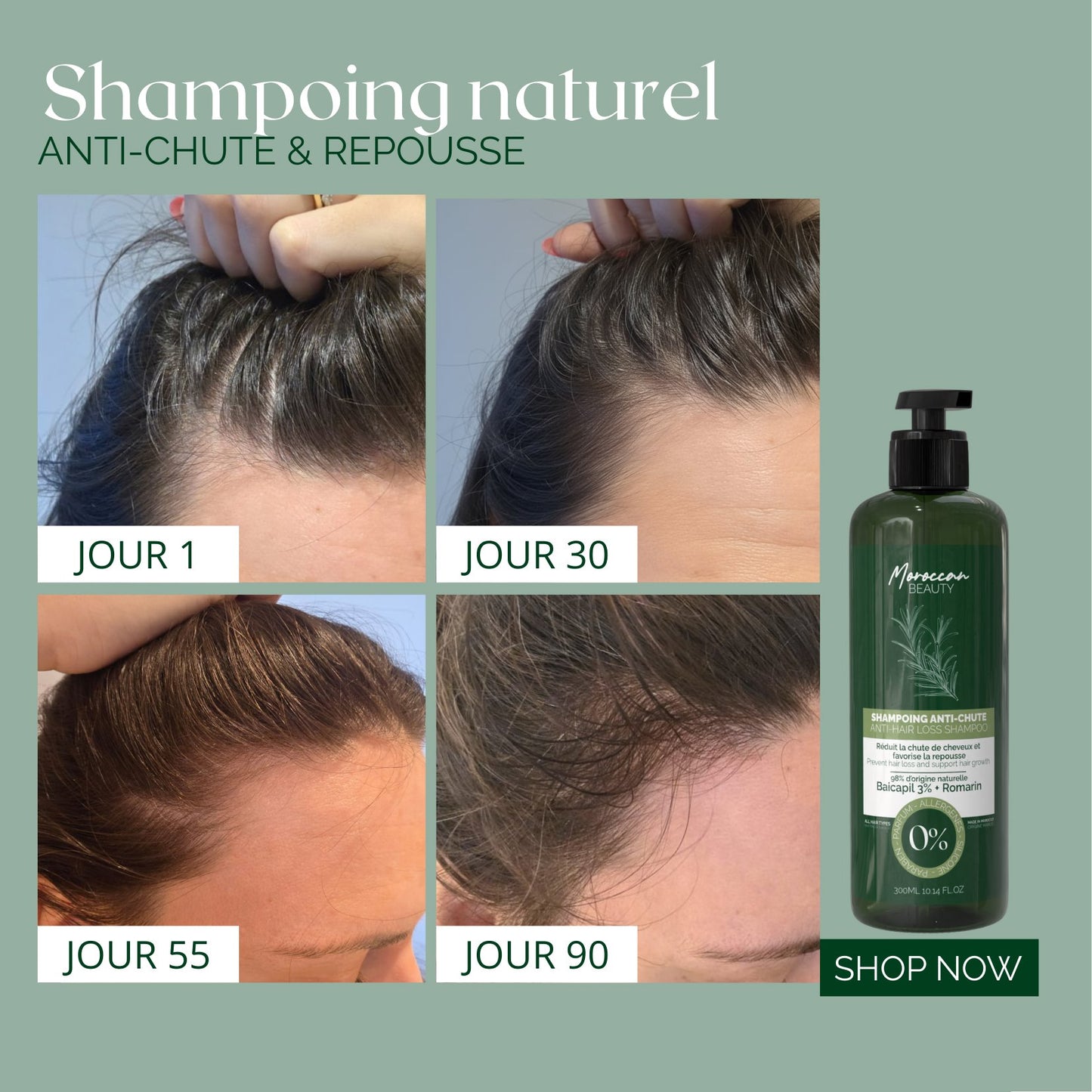 Shampoing Naturel Anti-Chute & Repousse - Baicapil 3% + Romarin | 300ml