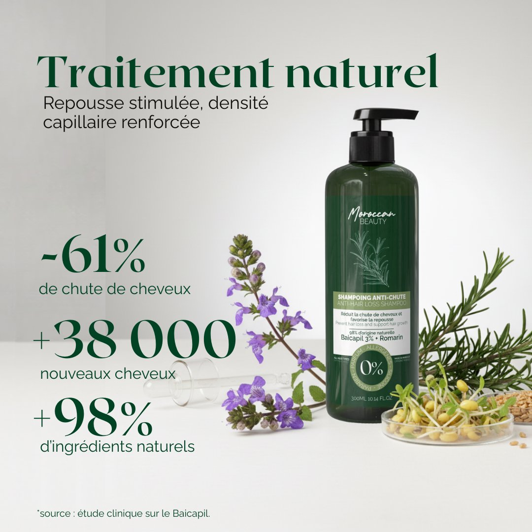 Shampoing Naturel Anti-Chute & Repousse - Baicapil 3% + Romarin | 300ml